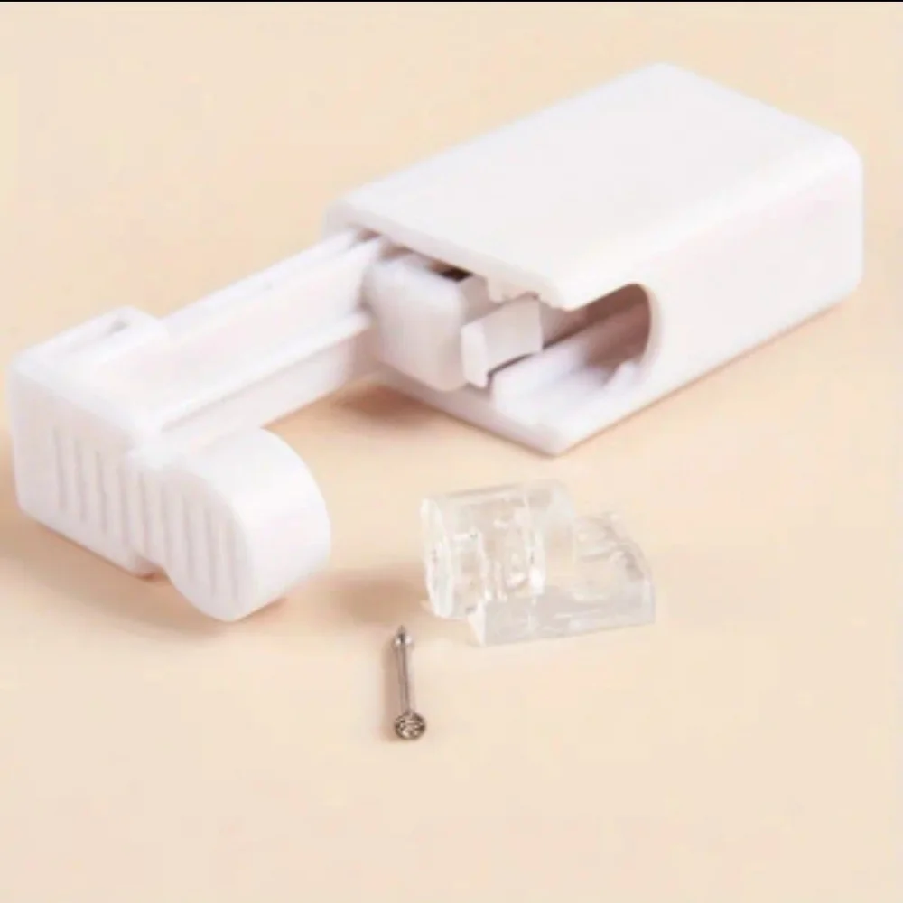 Sale STAINLESS STEEL CZ self nose ear piercing set. Quick painless - Picture 3 of 13
